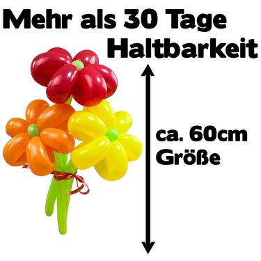 Luftballon-Blumenstrauß 3 Blumen Rot