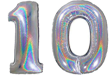 Luftballon XXL Zahl 10-99 glitzer-silber (66 cm)
