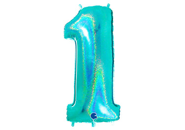 Luftballon XXL Zahl 0-9 glitzer-blau (100 cm)
