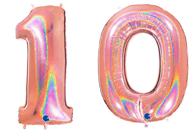 Luftballon XXL Zahl 10-99 glitzer-pink (100 cm)