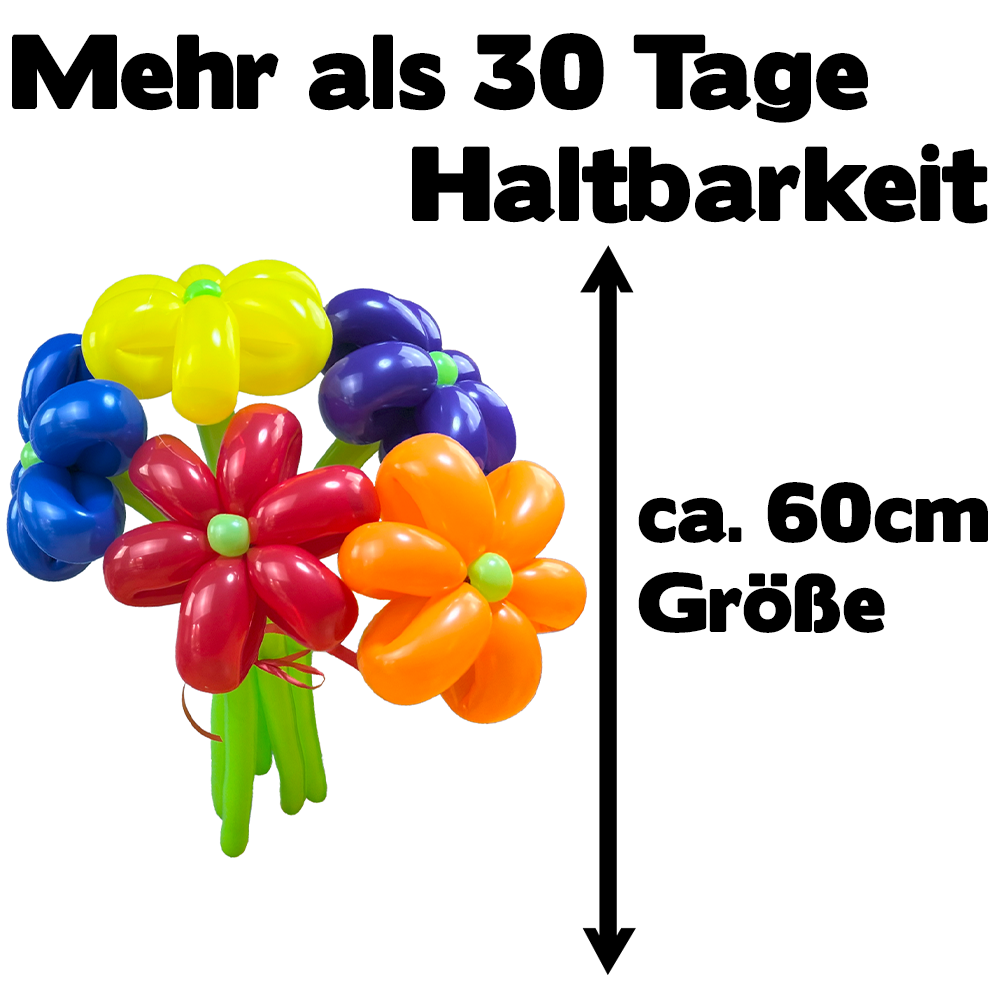 Luftballon-Blumenstrauß 5 Blumen Bunt