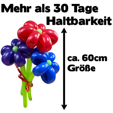 Luftballon-Blumenstrauß 3 Blumen Bunt