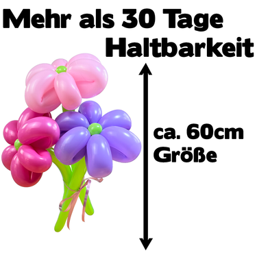 Luftballon-Blumenstrauß 3 Blumen Rosa