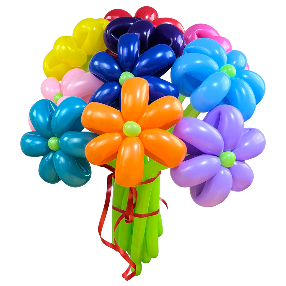 Luftballon-Blumenstrauß 10 Blumen Bunt