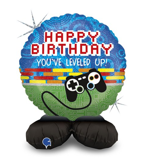 Happy Birthday Level Up Standing-Luftballon