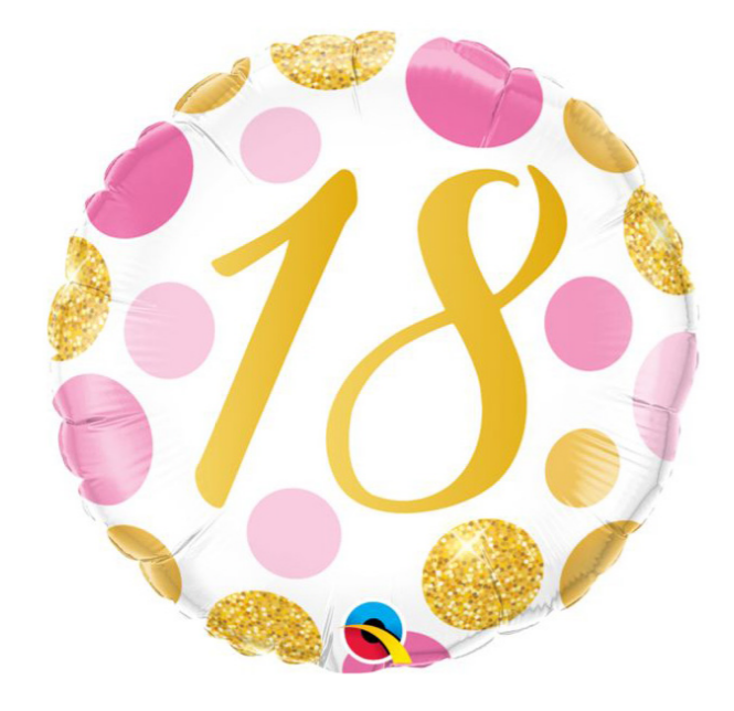 Happy Birthday 18 pinke Punkte Luftballon