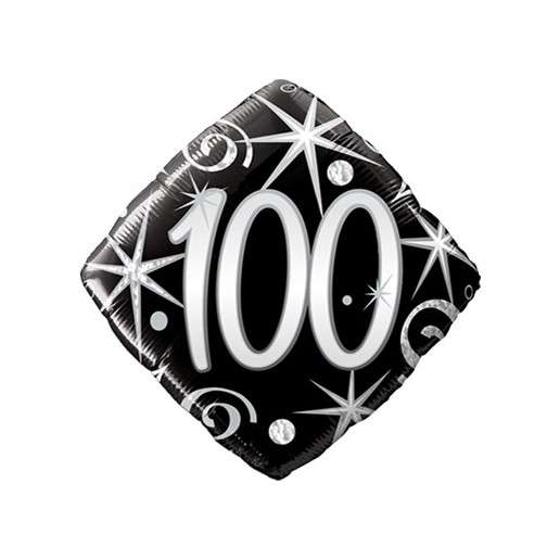 Happy Birthday 100 Silber-Schwarz Diamant-Luftballon