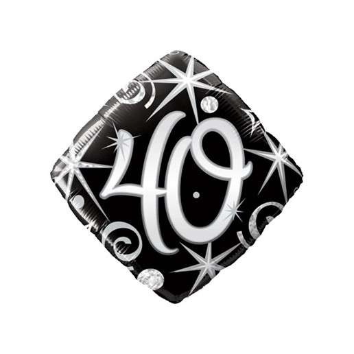 Happy Birthday 40 Silber-Schwarz Diamant-Luftballon