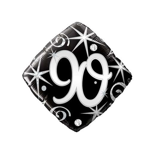 Happy Birthday 90 Silber-Schwarz Diamant-Luftballon