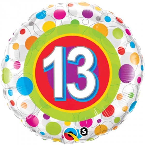Happy Birthday 13 bunte Punkte Luftballon