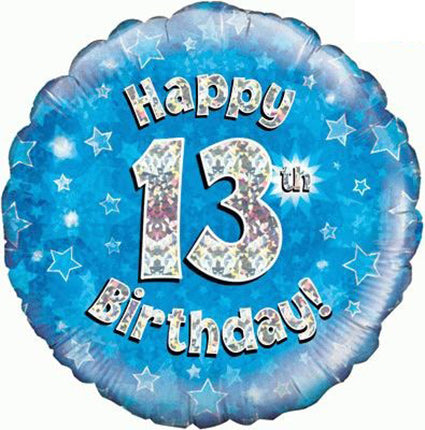 Happy Birthday 13 glitzer blau Luftballon
