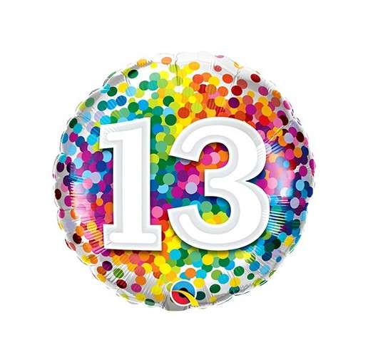 Happy Birthday 13 Konfetti bunt Luftballon