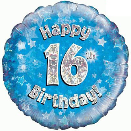 Happy Birthday 16 glitzer blau Luftballon