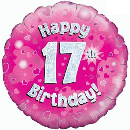 Happy Birthday 17 glitzer Pink Luftballon