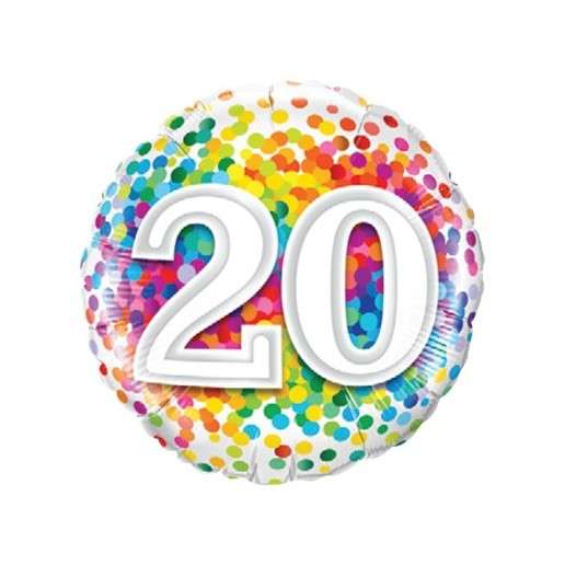 Happy Birthday 20 Konfetti bunt Luftballon