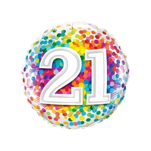 Happy Birthday 21 Konfetti bunt Luftballon