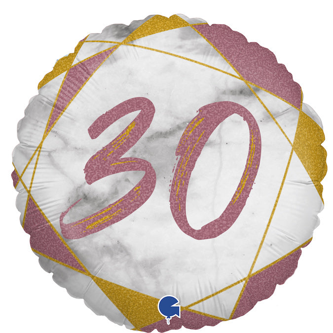Happy Birthday 30 Pink-Marmor Luftballon