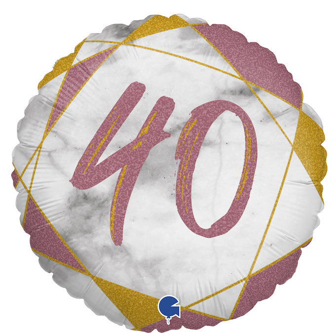 Happy Birthday 40 Pink-Marmor Luftballon