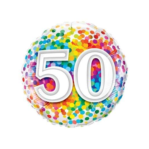 Happy Birthday 50 Konfetti bunt Luftballon