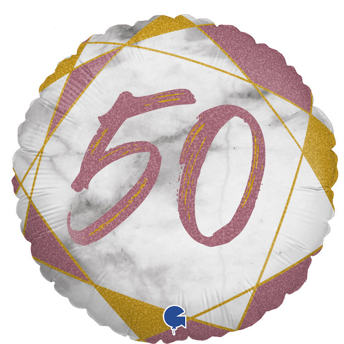 Happy Birthday 50 Pink-Marmor Luftballon