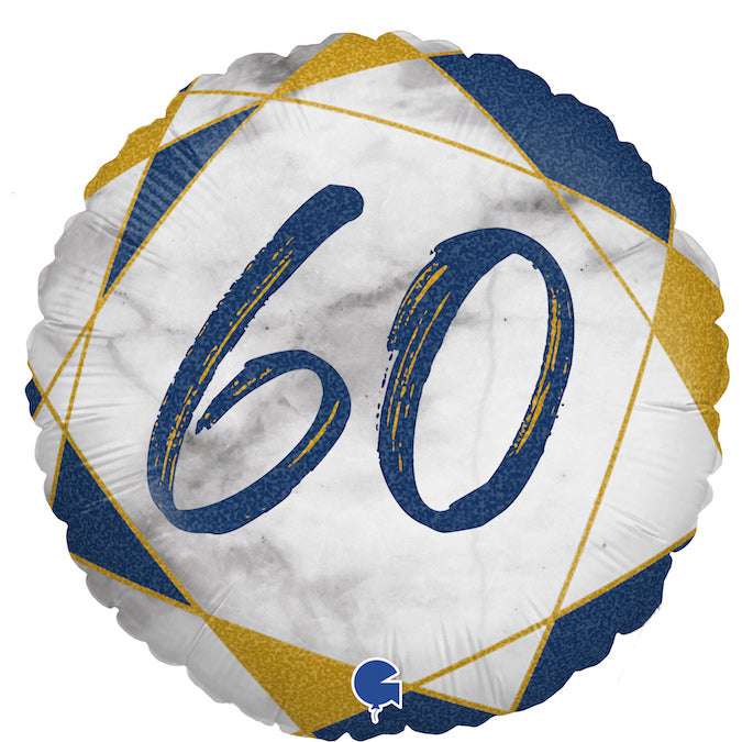 Happy Birthday 60 Blau-Marmor Luftballon