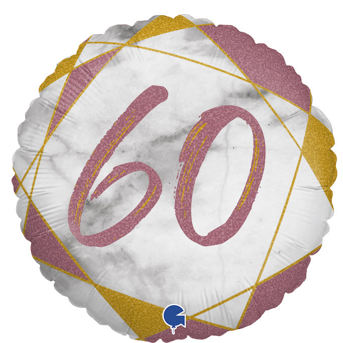 Happy Birthday 60 Pink-Marmor Luftballon