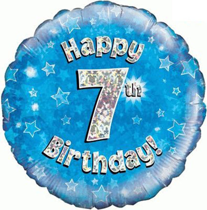 Happy Birthday 7 glitzer blau Luftballon