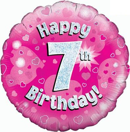 Happy Birthday 7 glitzer pink Luftballon