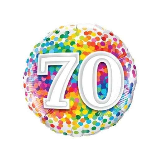 Happy Birthday 70 Konfetti bunt Luftballon