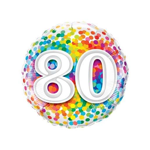 Happy Birthday 80 Konfetti bunt Luftballon