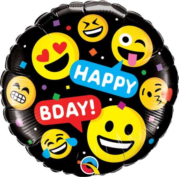 Happy Birthday smileys Schwarz Luftballon