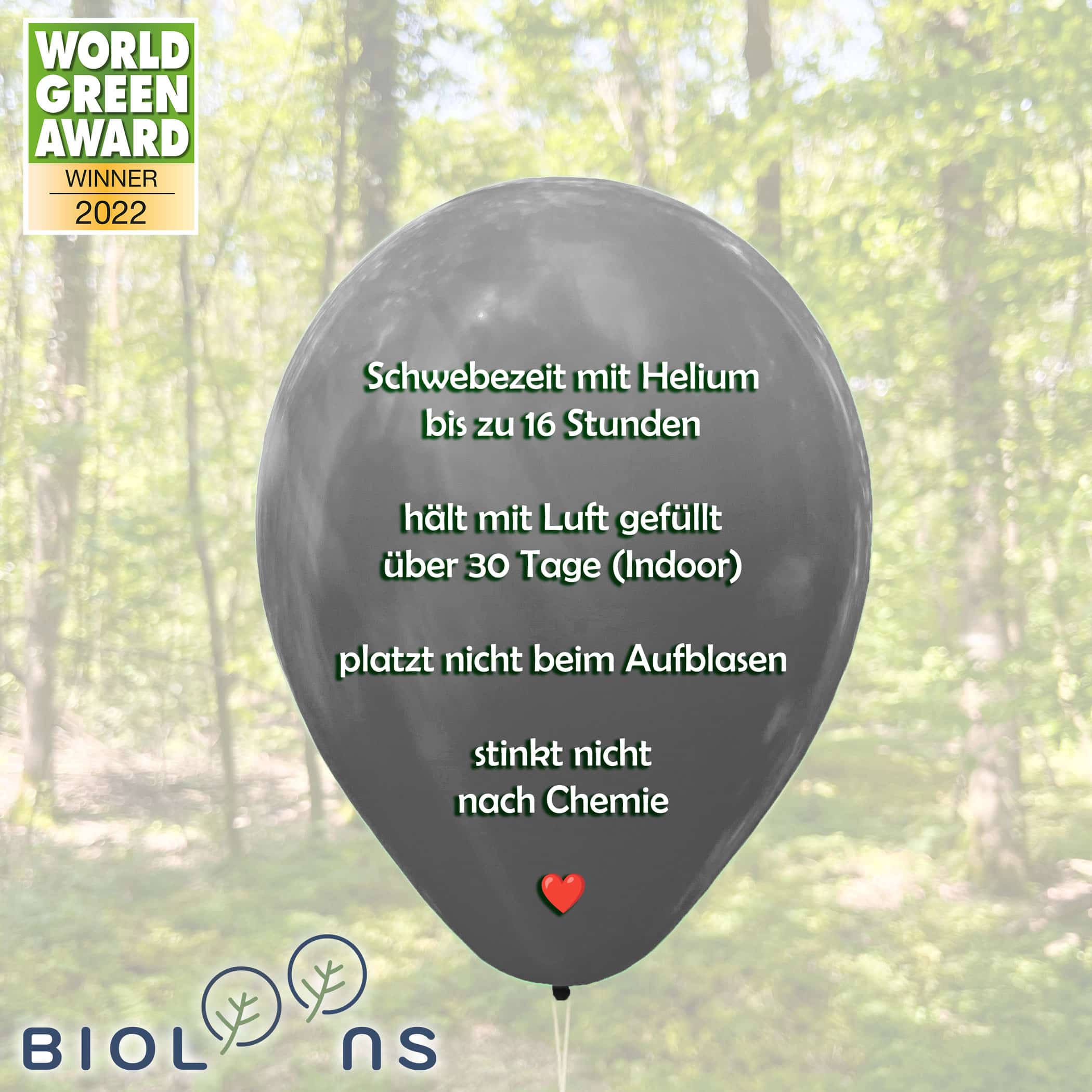 Bio Luftballon Bioloons® kristallklar mit schwarzem Graffiti, 30cm - 25 Stück