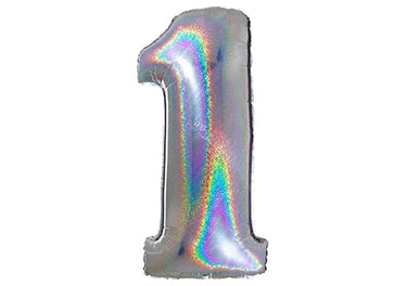 Luftballon XXL Zahl 0-9 glitzer-silber (100 cm)