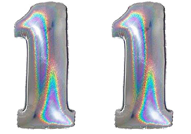 Luftballon XXL Zahl 10-99 glitzer-silber (66 cm)