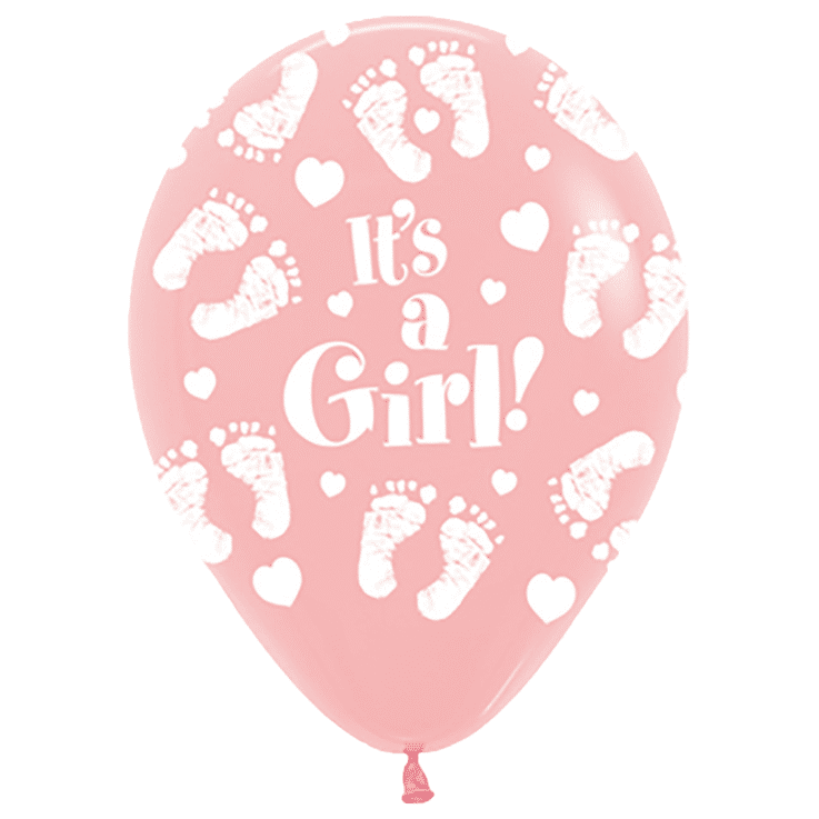 Bio Luftballon Bioloons® 30cm rosa 25 Stück - It's a girl Fussabdruecke - Gender reveal oder Geburt