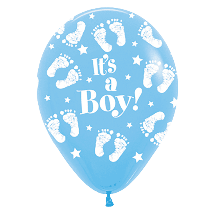 Bio Luftballon Bioloons® 30cm hellblau 25 Stück - It's a boy Fussabdruecke - Gender reveal oder Geburt