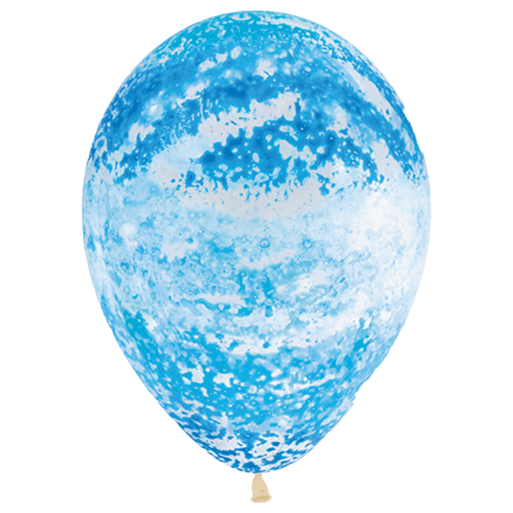 Bio Luftballon Bioloons® kristallklar mit hellblauem Graffiti, 30 cm - 25 Stück