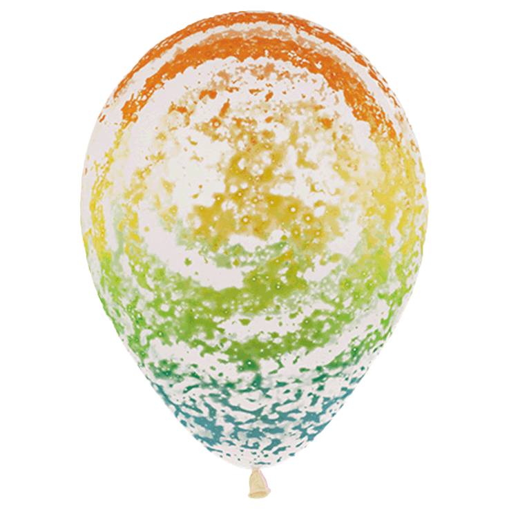 Bio Luftballon Bioloons® kristallklar mit Regenbogen-Graffiti, 30cm - 25 Stück
