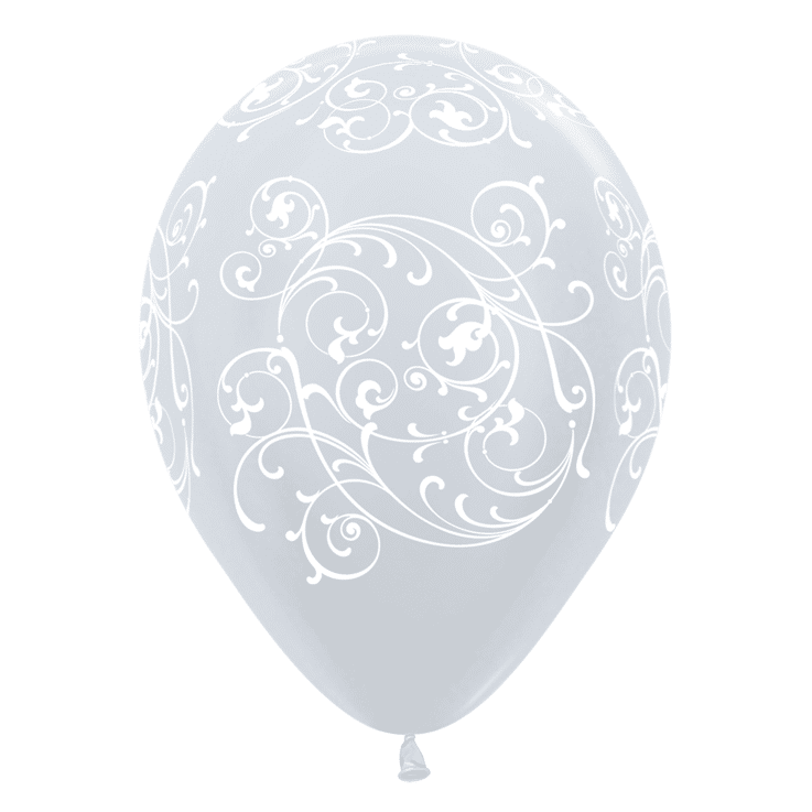 Bio Luftballon Bioloons® 30cm samt weiß, Ornamente 25 Stück