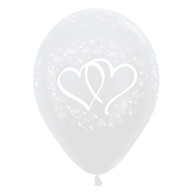 Bio Luftballon Bioloons® 30cm samt weiß, verschränkte Herzen 25 Stück