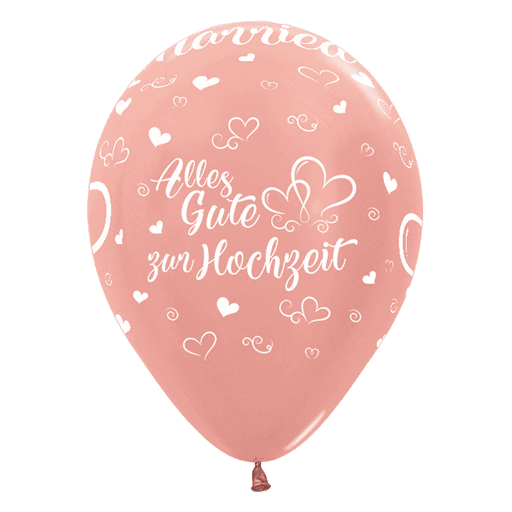 Bio Luftballon Bioloons® 30cm rosegold metallic, Alles Gute zur Hochzeit 25 Stück