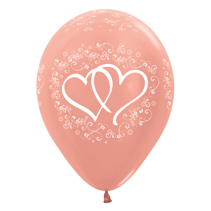 Bio Luftballon Bioloons® 30cm rosegold metallic, verschränkte Herzen 25 Stück