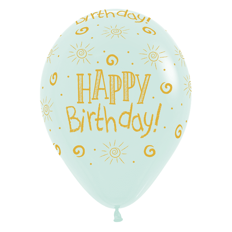 Bio Luftballon Happy Birthday pastellgrün 30cm - 25 Stück