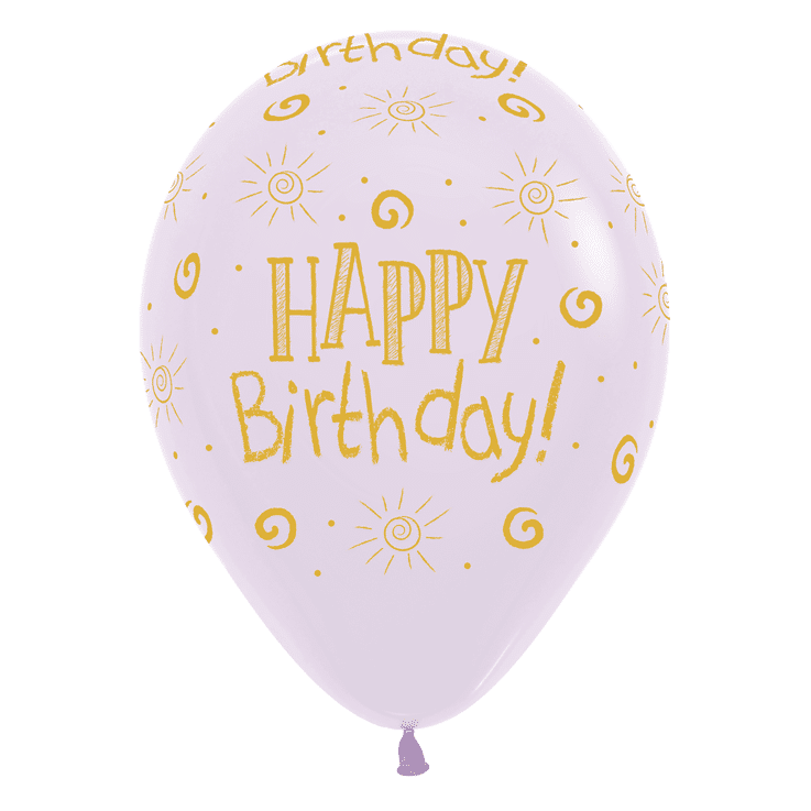 Bio Luftballon Happy Birthday pastellflieder 30cm - 25 Stück