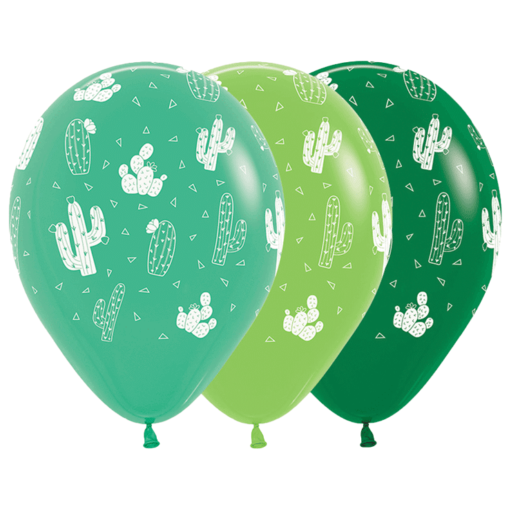 Bio Luftballon Bioloons® grün mit Kakteen Kaktus, 30cm, 25 Stk.