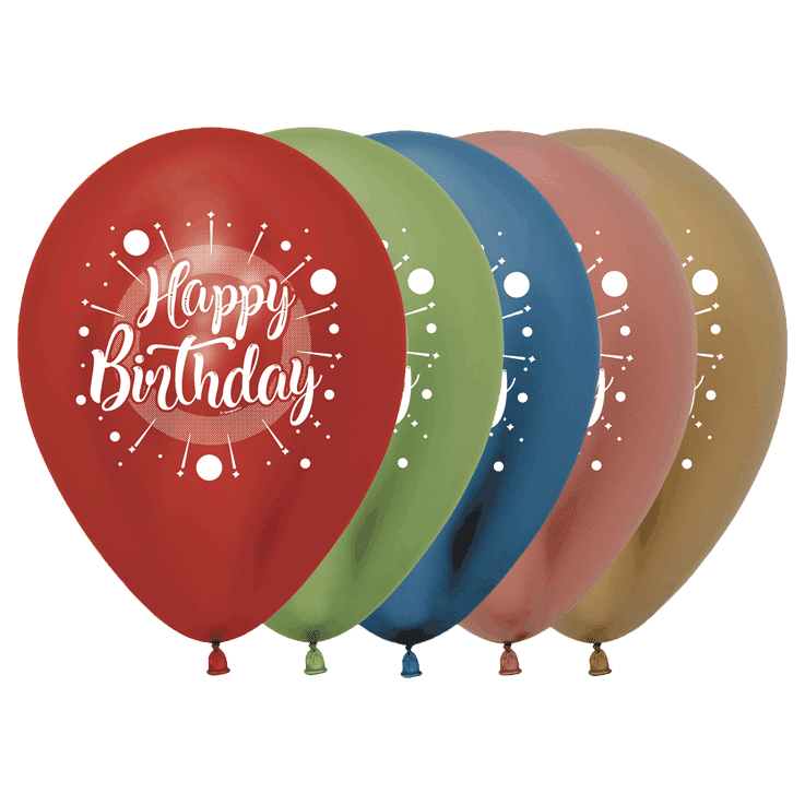 Bio Luftballon Bioloons® Happy Birthday Chromglanz, 25 St.