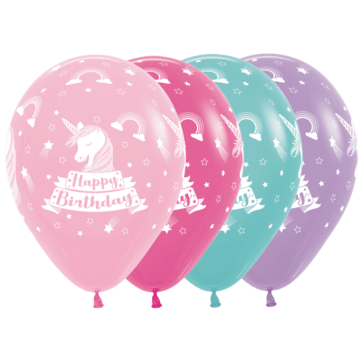 Bio Luftballon Bioloons® Happy Birthday Einhorn, 30cm, 25 St.