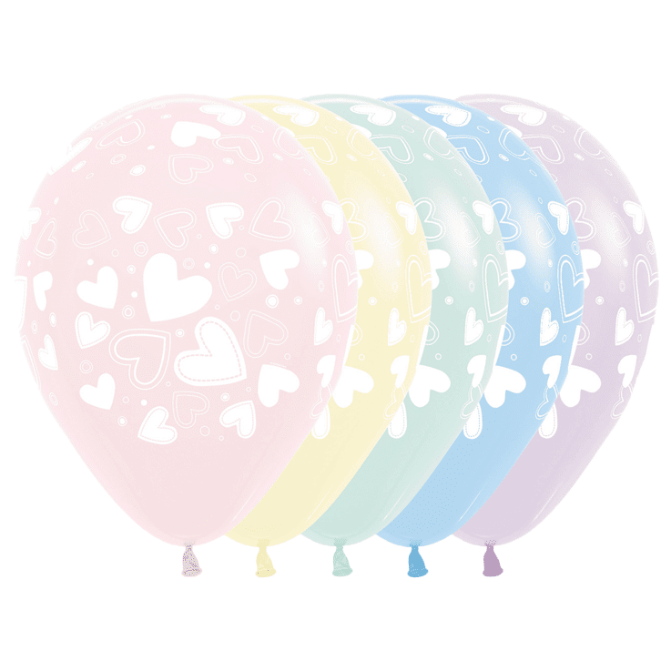 Bio Luftballon Bioloons® 30cm Pastell-Matt Mischung mit Herzen, 25 St.