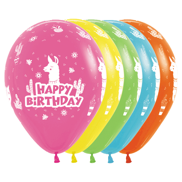 Bio Luftballon Bioloons® Happy Birthday Lama, 30cm, 25 St.