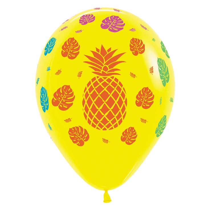 Bio Luftballon Bioloons® gelb Ananas und Blätter, 30cm - 25 Stück
